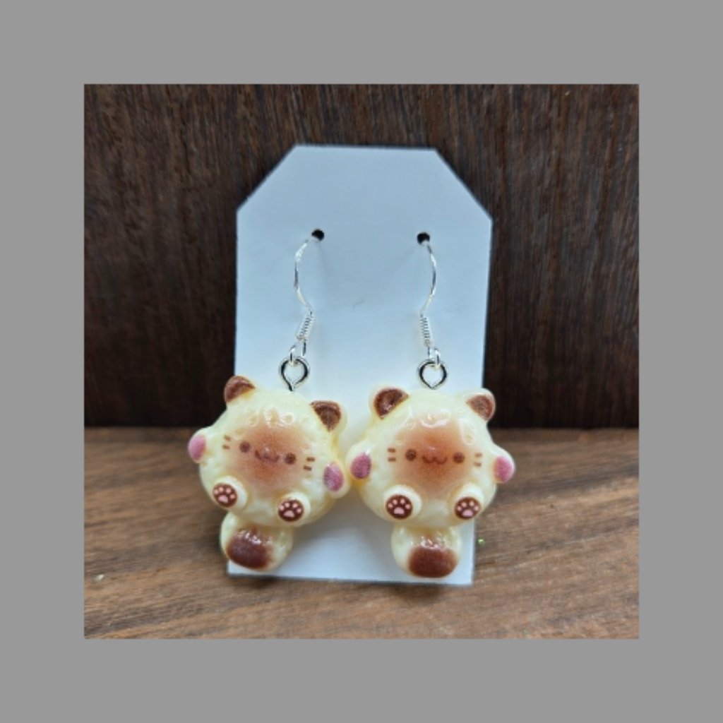 Nwt Kawaii Siamese Cat Earrings Pierced Cat Lady Dangle Drop Jewelry Handmade 13$